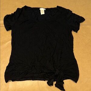 Matty M Black Tie Front Short Sleeve T-Shirt